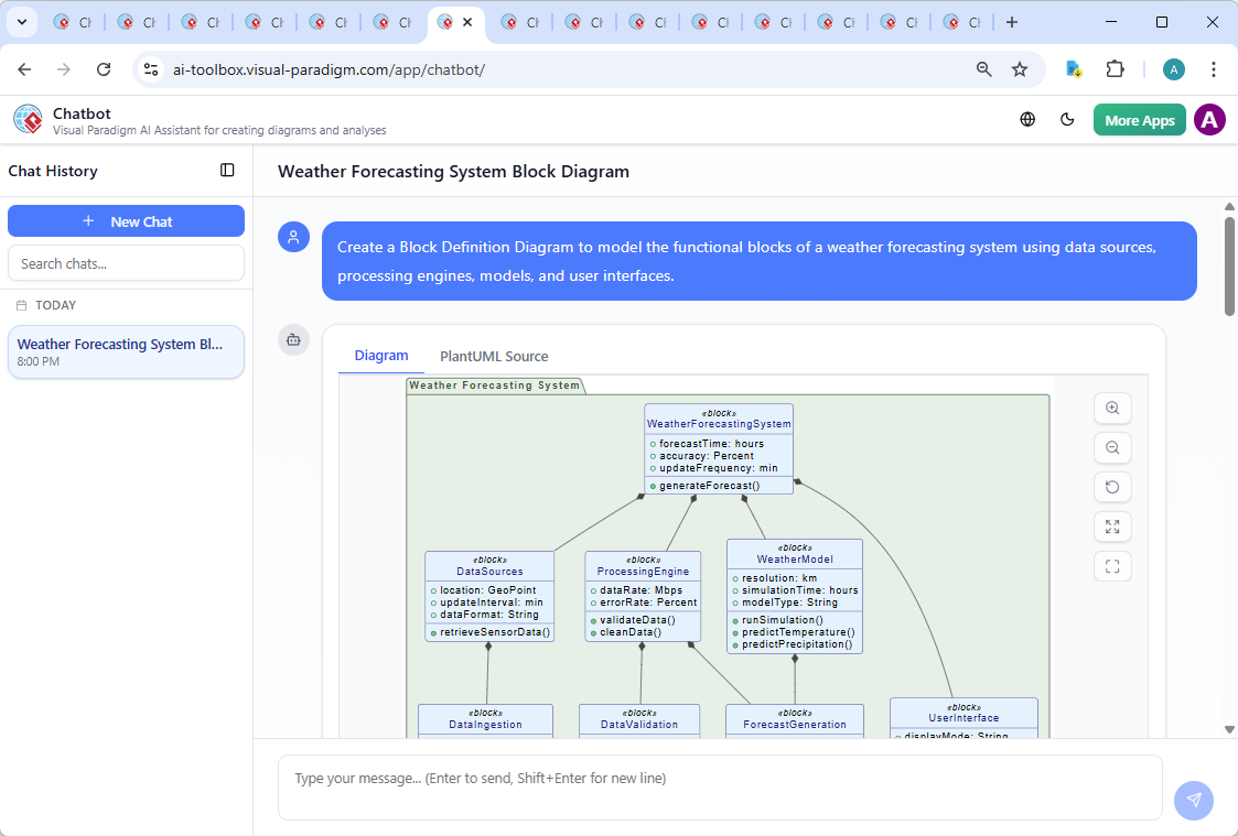 Screenshot of the Visual Paradigm AI Chatbot interface during a live conversation, demonstrating how users can refine and explain diagram components through natural language.